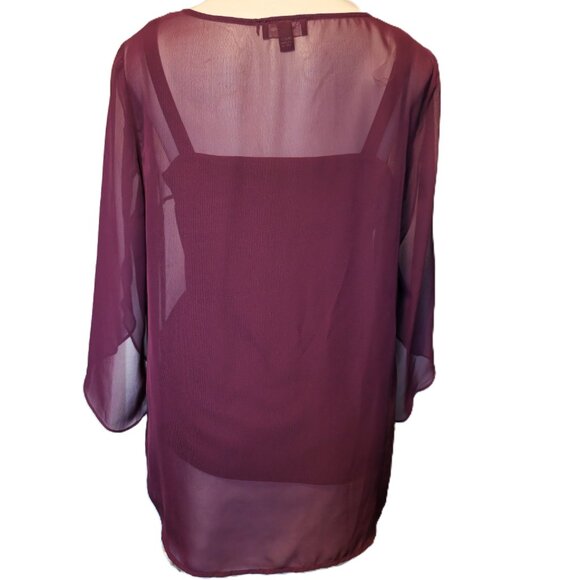 New AB Studio top Women's large Tulip sleeves Sheer fairy breezy lightweight - Picture 9 of 16